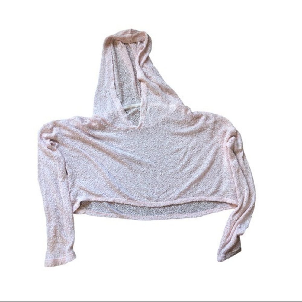 Mudd size large mesh cut off hoodie pastel pink